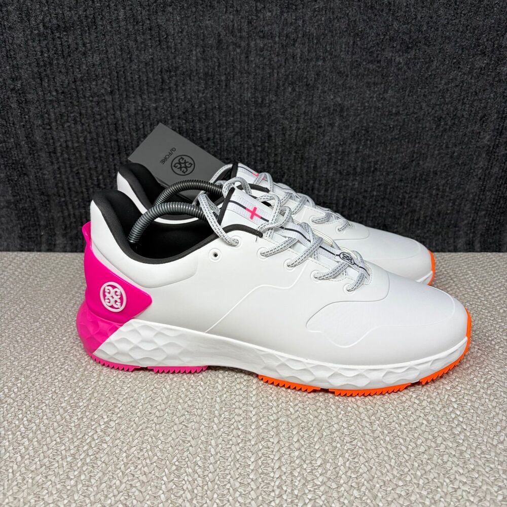 NEW G/FORE MG4+ Contract Golf Shoes White Pink Orange Spikeless Mens Size 11